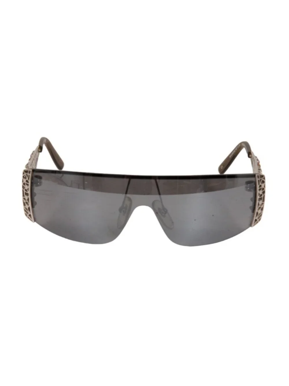 Lulu Guinness Vintage Crystal BBL004 Sunglasses Silver Innovative Shield Shades